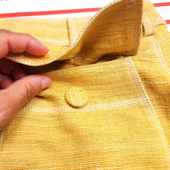 MOSCHINO COUTURE Vintage Yellow Mustard Silk Linen Blend Knit Mini Skirt SZ 6 - Picture 12 of 16